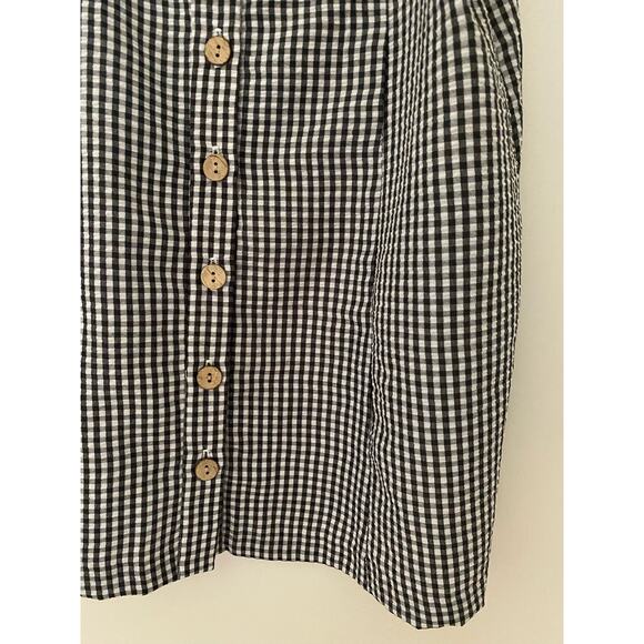Anthropologie Hutch Black White Gingham Check Dress Ruffle Button Front EUC 10 - Picture 5 of 12